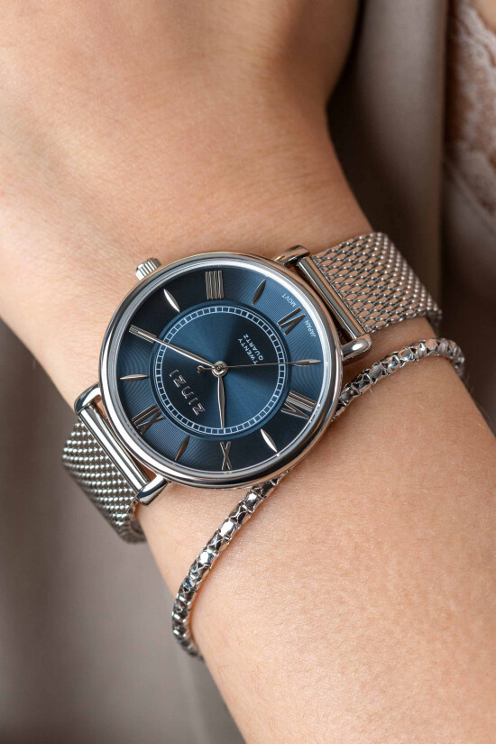 Zinzi horloge 34mm blauwe.wzpl. kast en mesh band