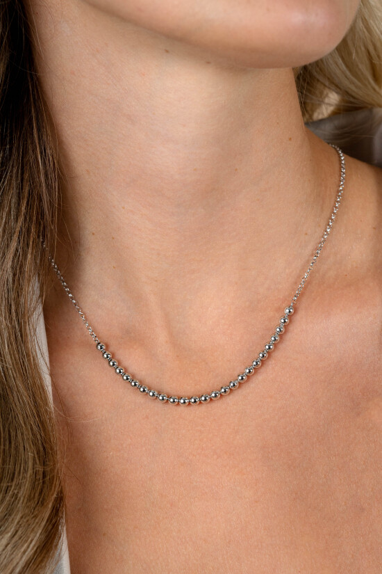 ZINZI silver necklace with bead links in the middle, 4mm wide 42-45cm ZIC2659