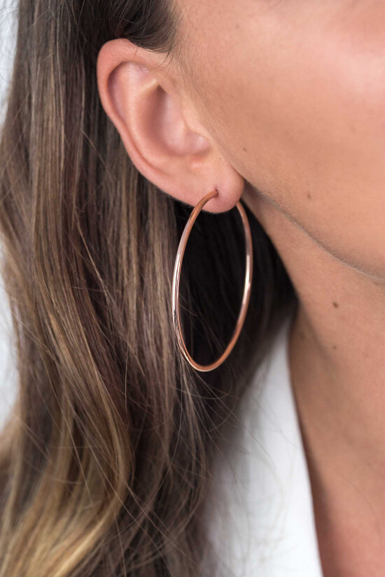 55mm ZINZI Rose Gold Plated Sterling Silver Hoop Earrings 55x2mm ZIO437R