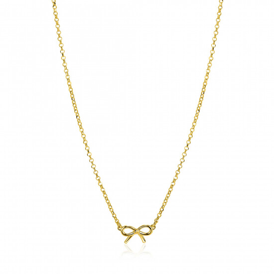 ZINZI gold-plated silver jasseron chain necklace with bow, 41-45cm, ZIC-BF124