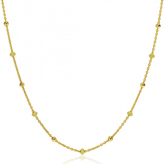 ZINZI Gold Plated Sterling Silver Fantasy Necklace with 13 Yellow Green Donuts and Shiny Beads 42-45cm ZIC2508