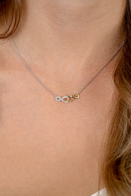 ZINZI silver fantasy necklace with interconnected Infinity symbols 42-45cm ZIC2649