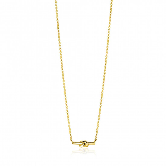 ZINZI gold-plated silver link necklace with bar and trendy knot, 45-48cm, ZIC-BF115G