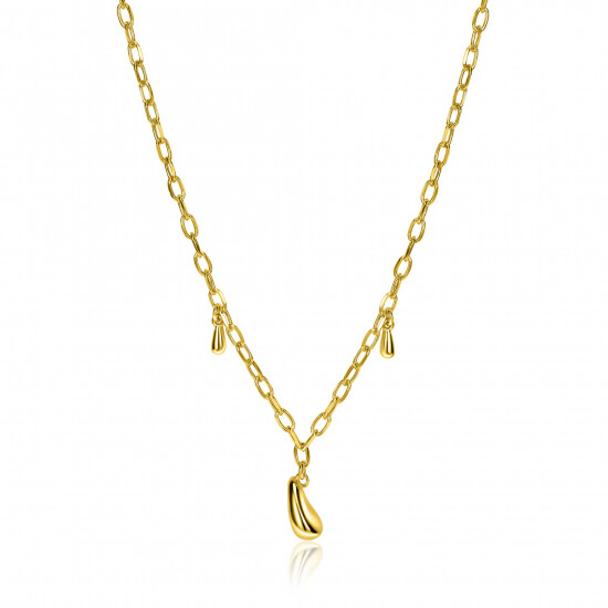 ZINZI gold-plated silver link necklace with three teardrop-shaped pendants, 42-45cm, ZIC-BF109G