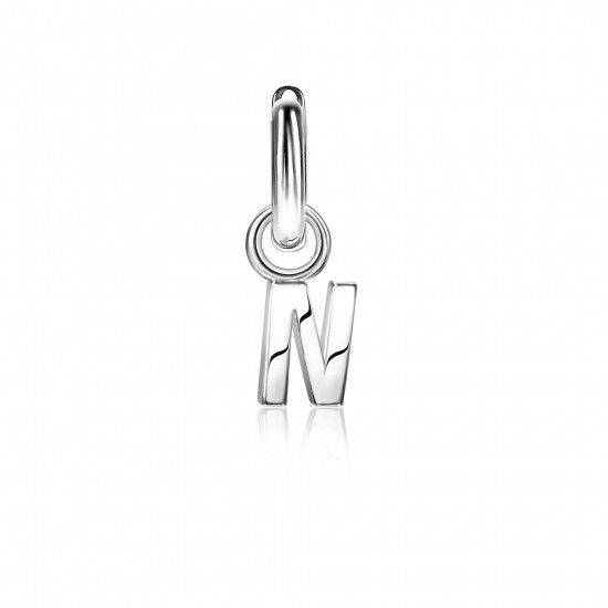 ZINZI Sterling Silver Letter Earrings Pendant N price per piece ZICH2144N (excl. hoop earrings)