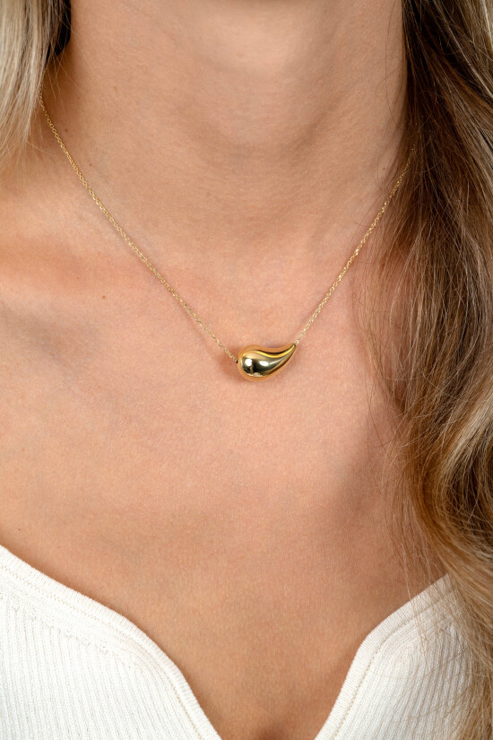 ZINZI gold plated silver necklace with horizontal teardrop-shaped pendant 40-45 cm ZIC2589G