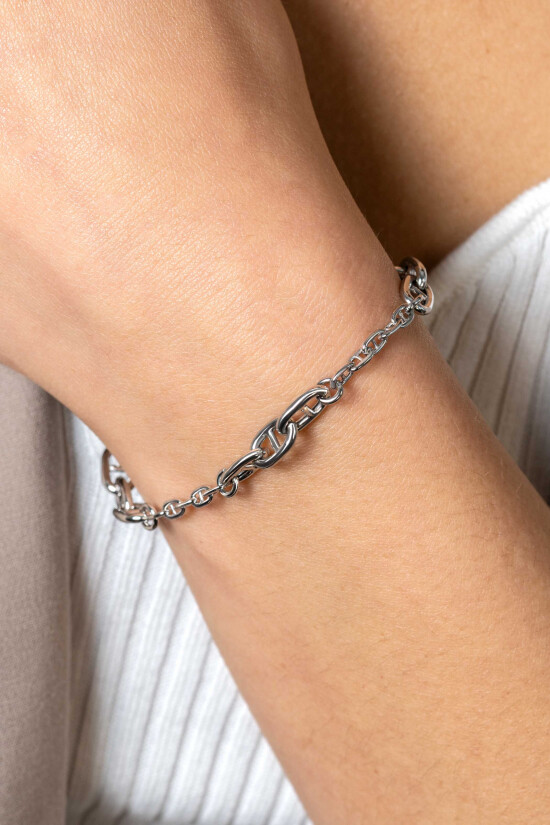 ZINZI Sterling Silver Marine Chain Bracelet with 9 Larger Marine Chains width 5,8mm 17-20 cm ZIA2407