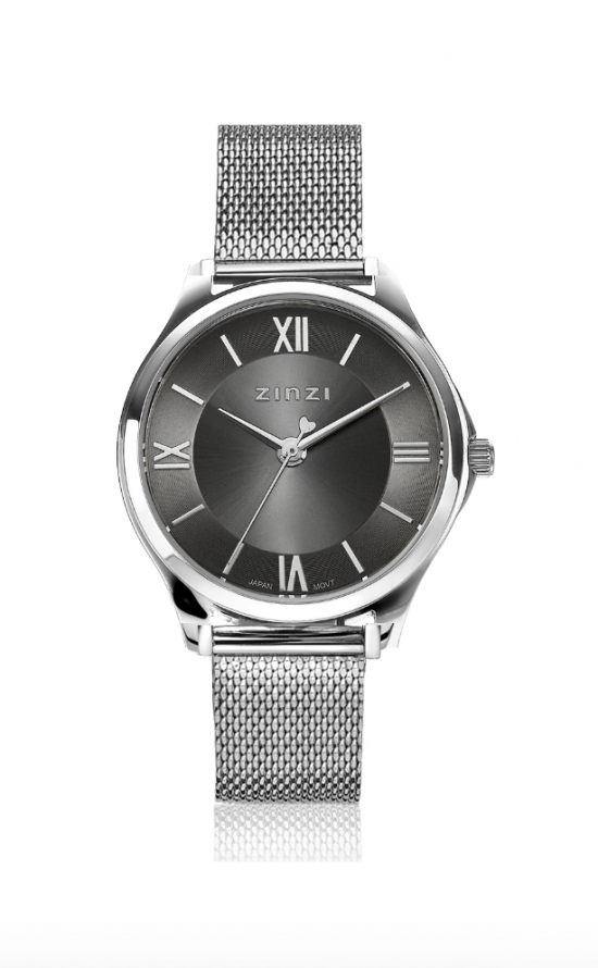 ZINZI Classy Mini Watch 30mm Grey Dial Stainless Steel Case and Mesh Strap ZIW1224M