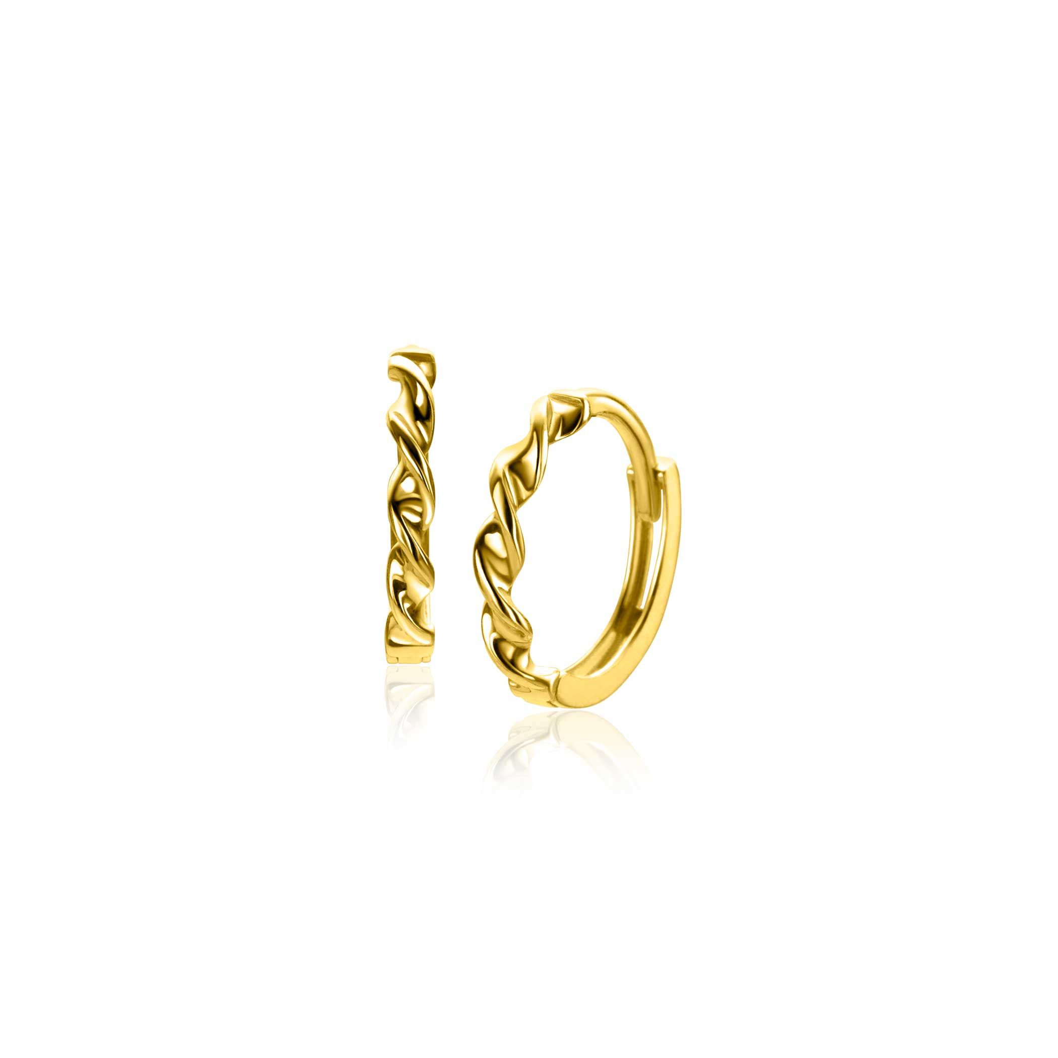 13mm ZINZI Gold 14 ct gold hoop earrings with a twisted tube and luxury hinged closure 13 x 2mm ZGO525