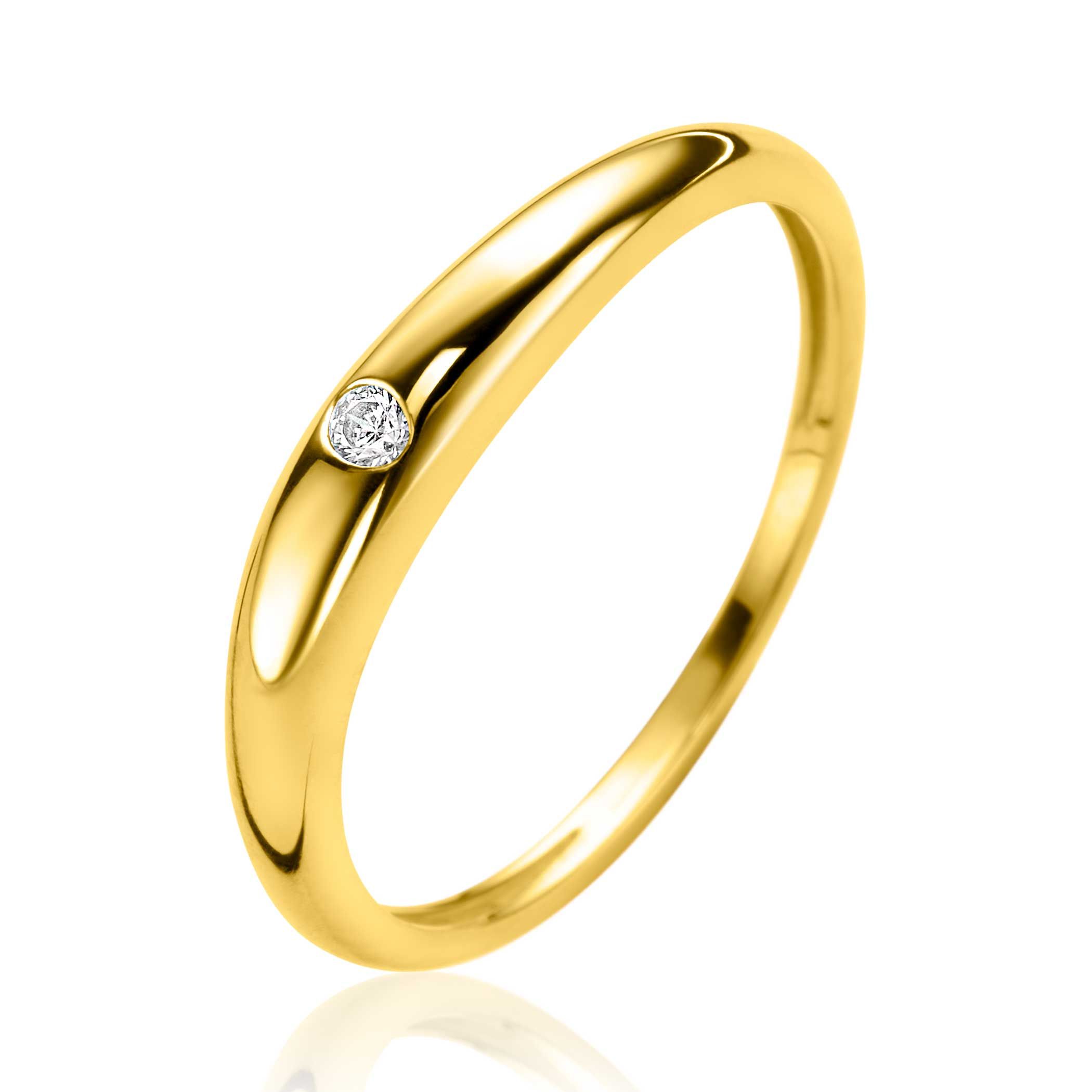 ZINZI Gold 14 ct gold ring with an organic design, set with white cubic zirconias ZGR535