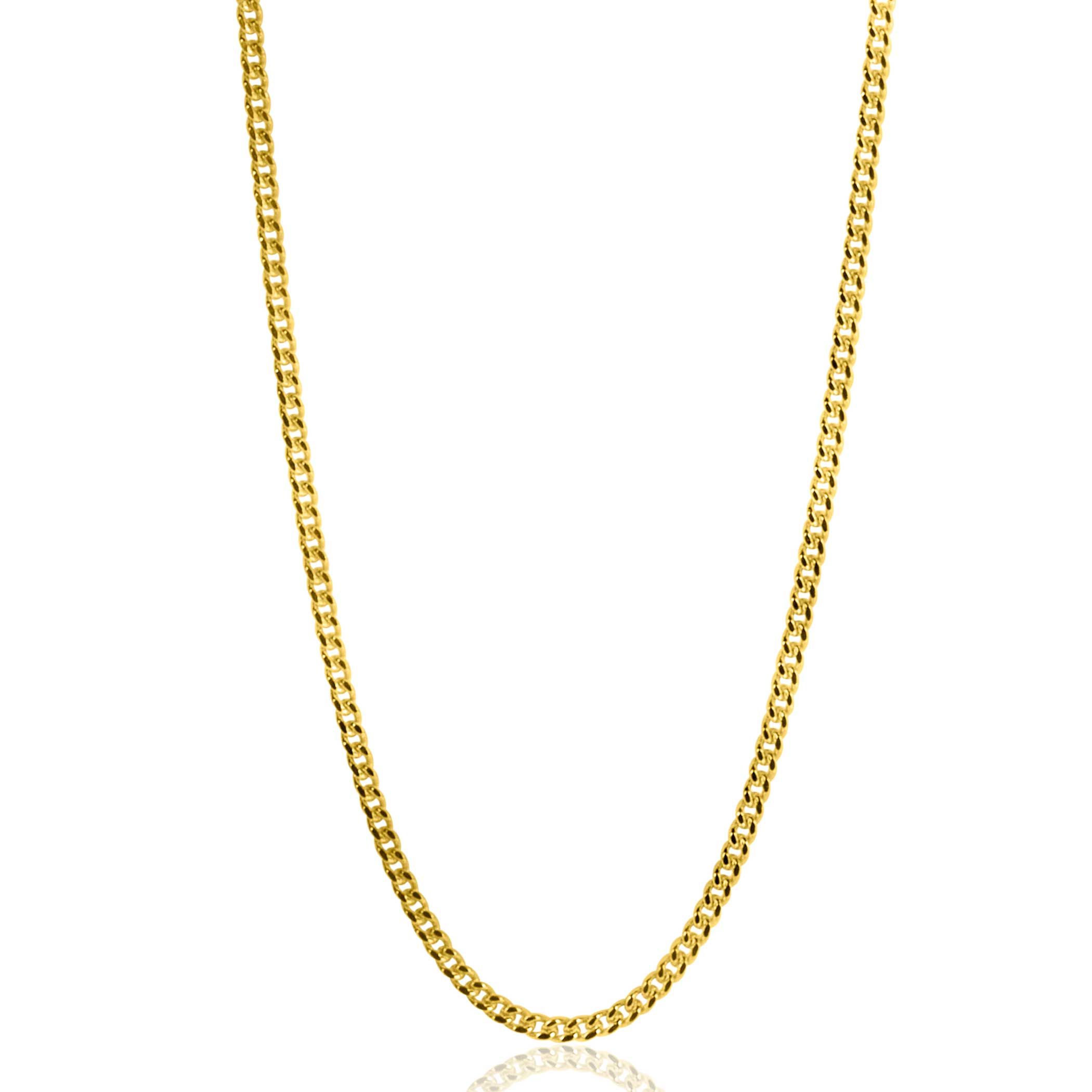 45cm ZINZI 14K Gold Curb Chain Necklace 1mm width ZGLG45-1