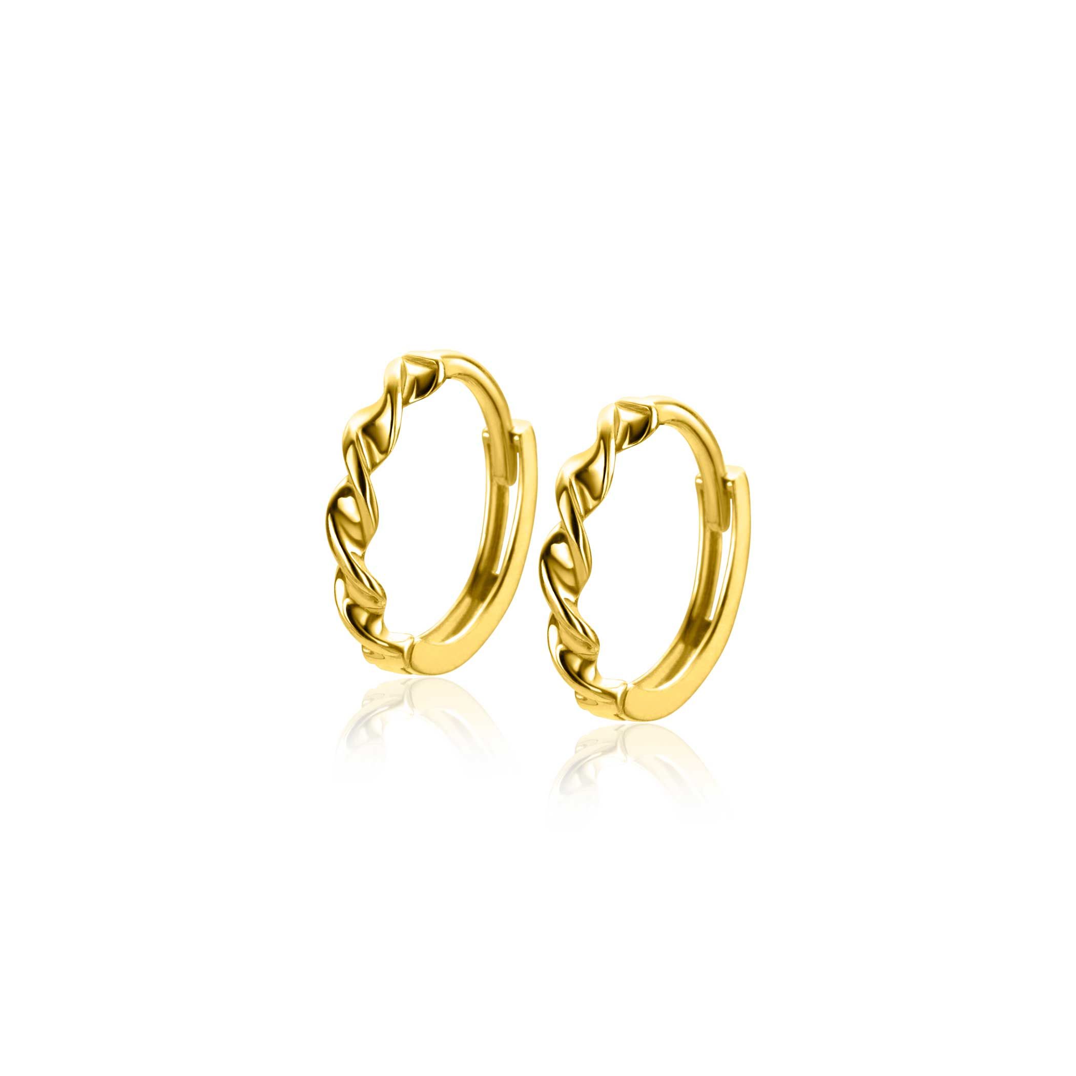 13mm ZINZI Gold 14 ct gold hoop earrings with a twisted tube and luxury hinged closure 13 x 2mm ZGO525