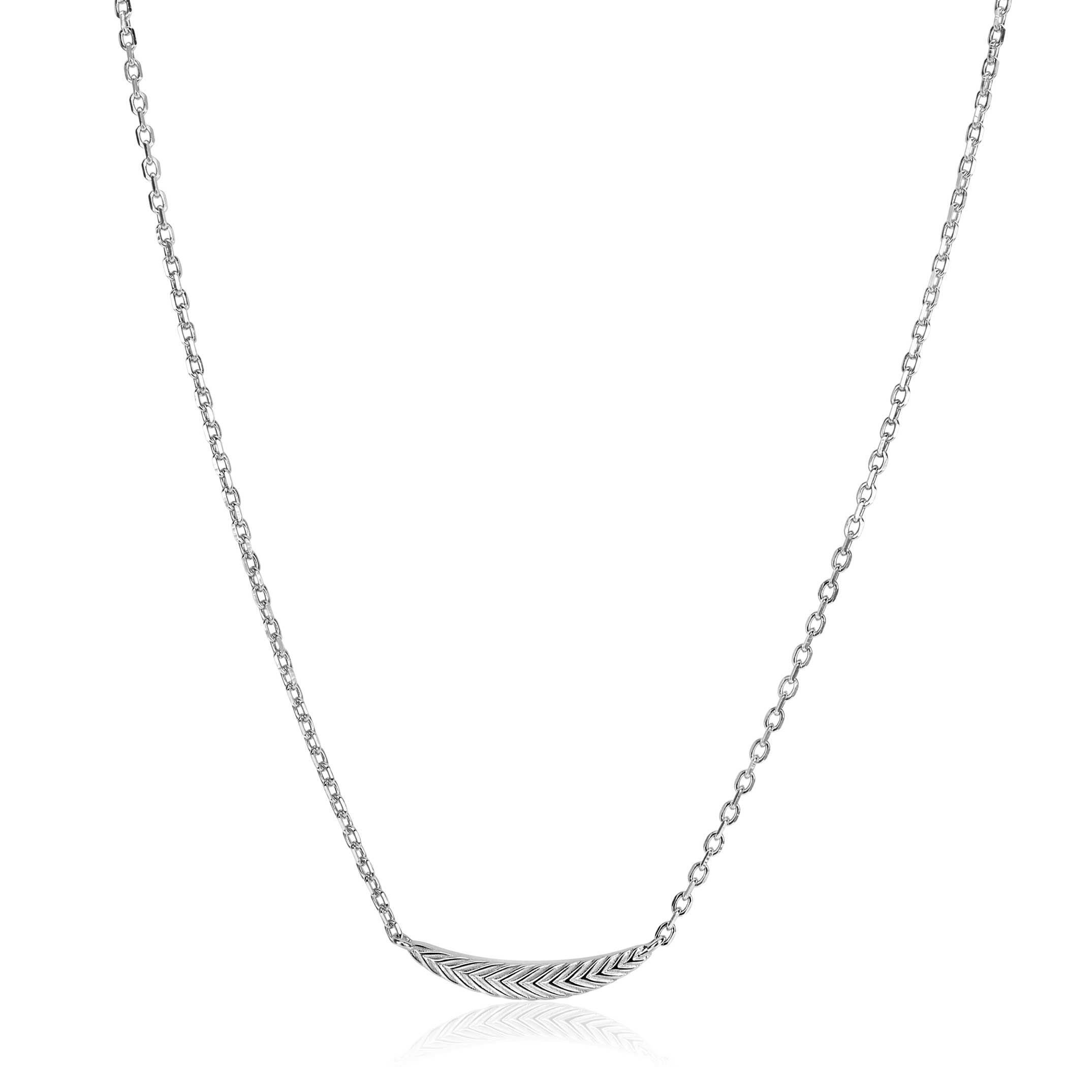 ZINZI silver link chain with large feather. The feather symbolises spreading your wings and freedom. 40-45cm ZIC2644