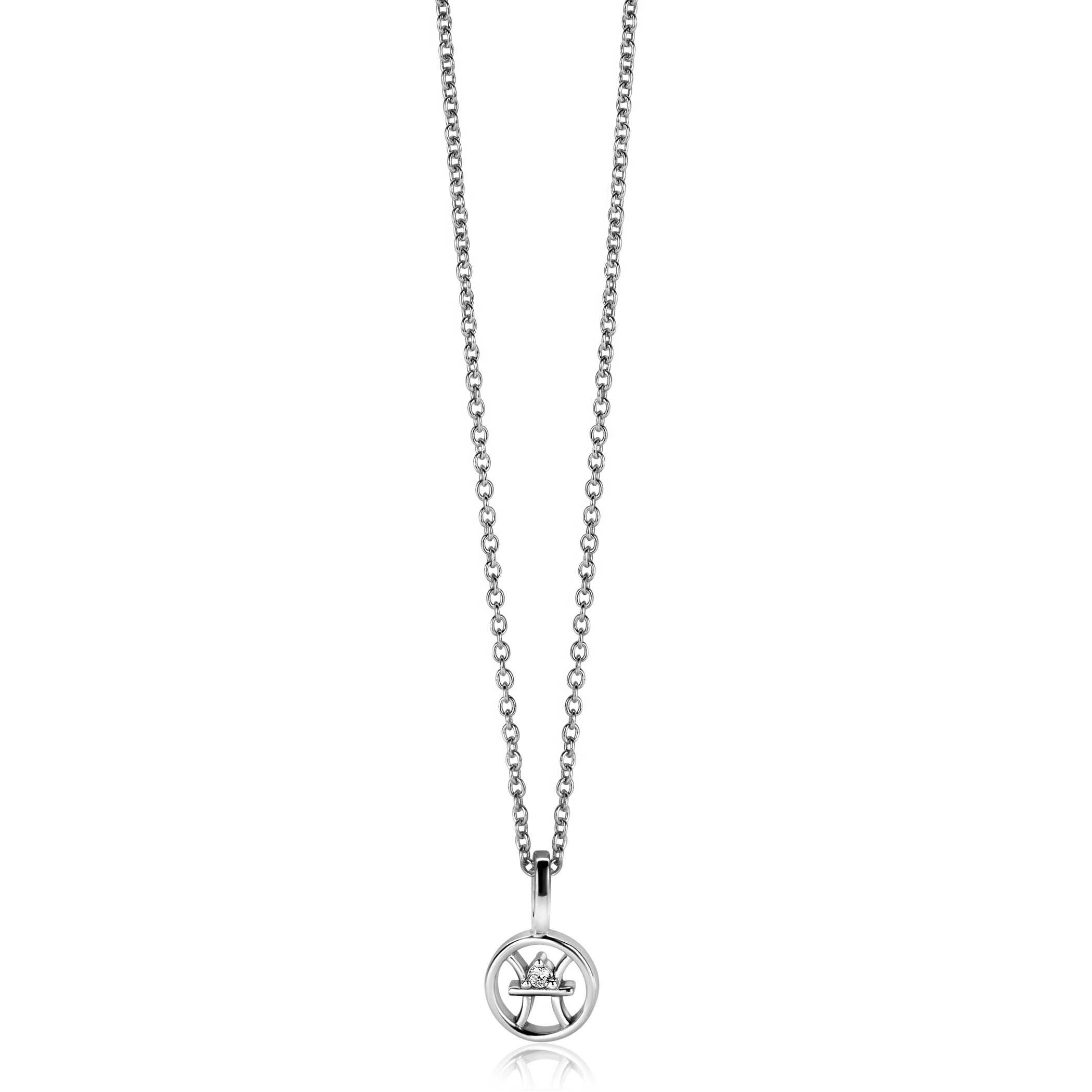 9mm ZINZI silver Pisces zodiac sign pendant set with white zirconias ZIH-VIS (without necklace)