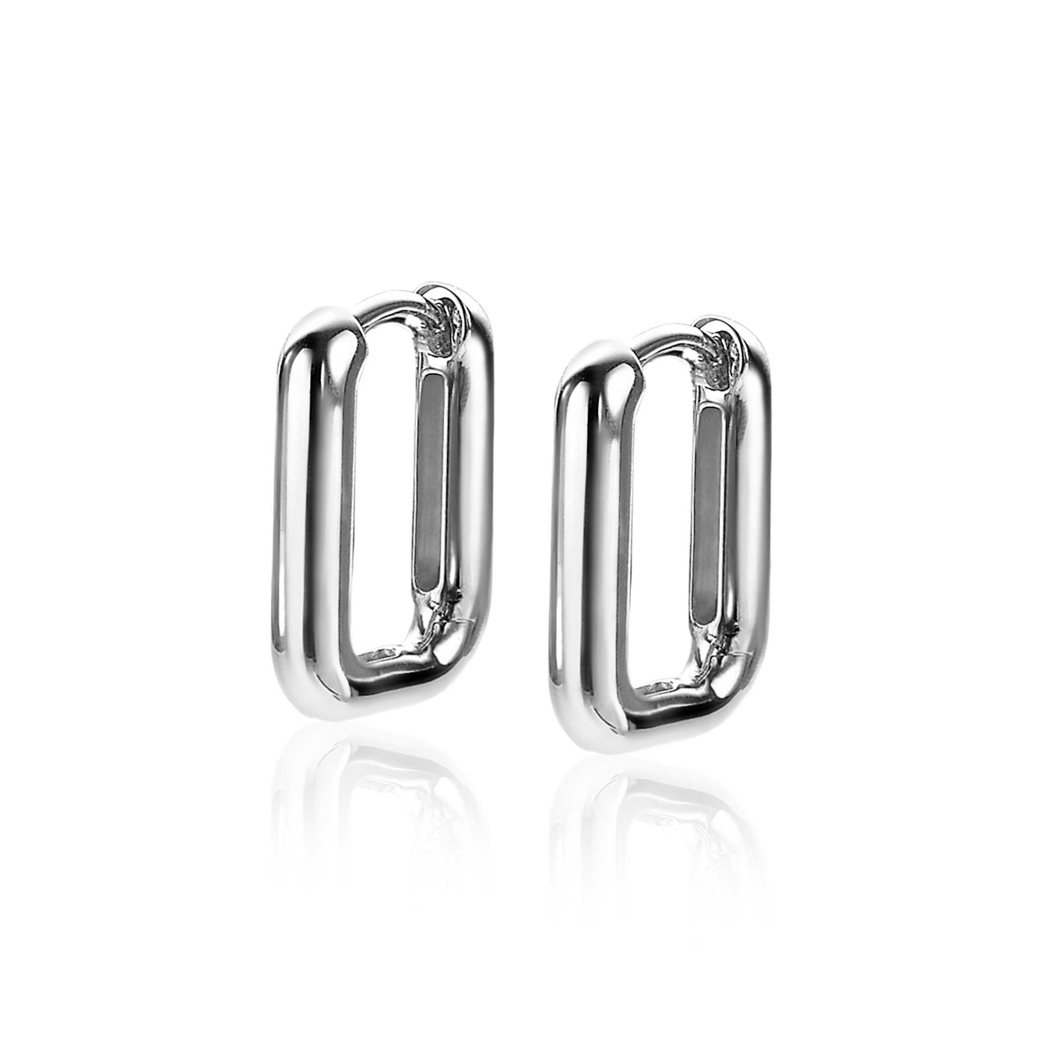 18mm ZINZI Sterling Silver Hoop Earrings Rectangular 18x3mm ZIO2222