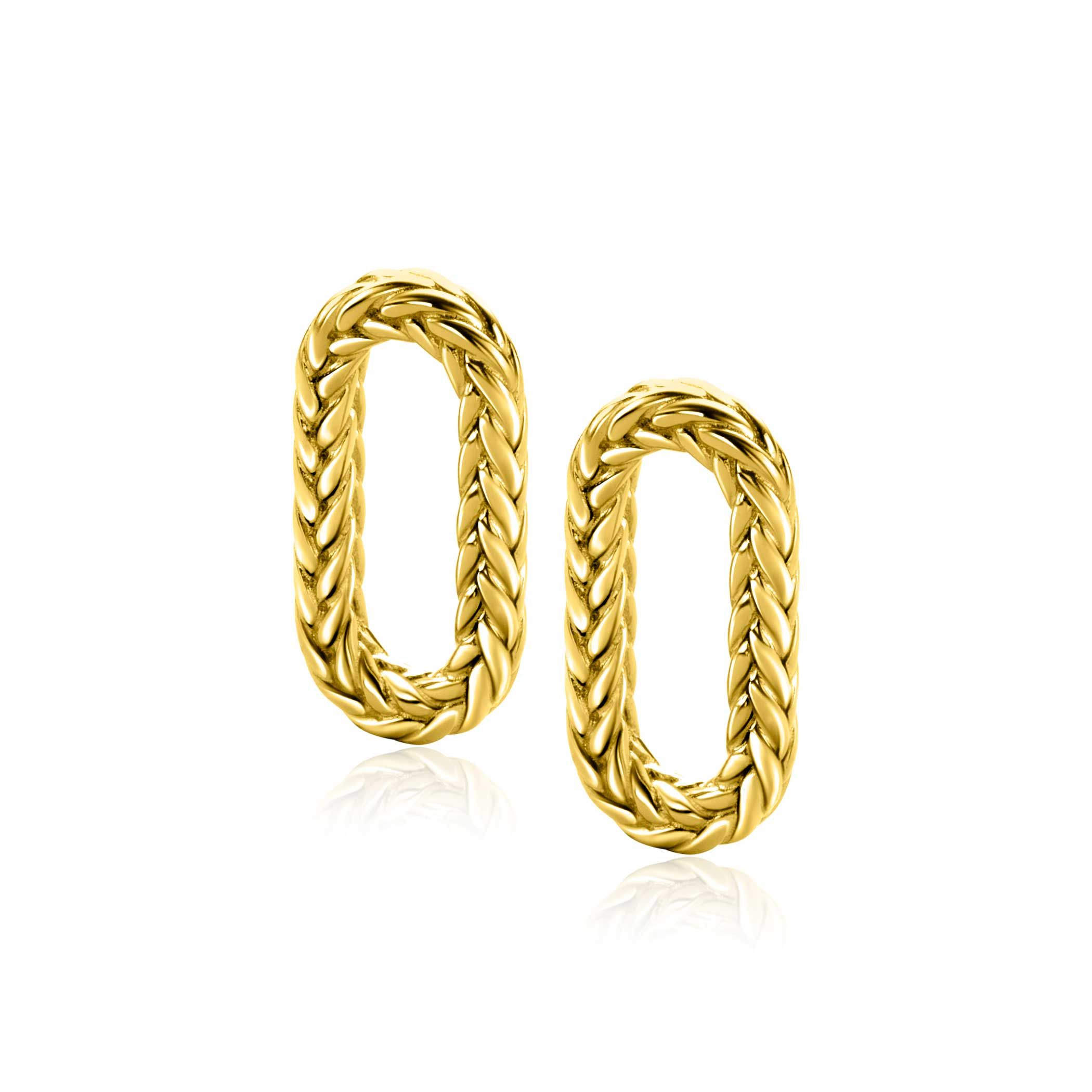 20mm ZINZI Gold Plated Sterling Silver Earrings Pendants Oval with Rope Design ZICH2553G (excl. hoop earrings)