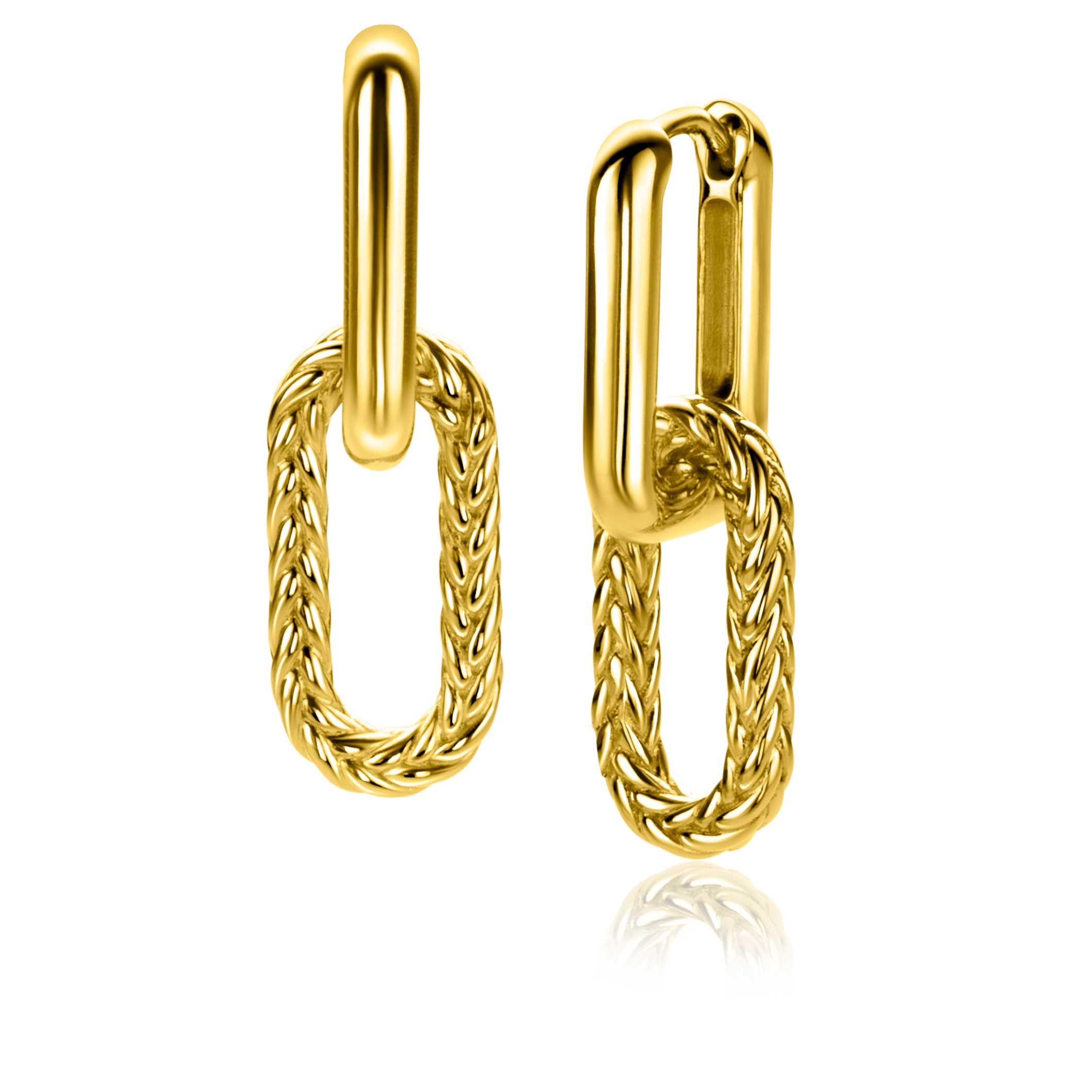 20mm ZINZI Gold Plated Sterling Silver Earrings Pendants Oval with Rope Design ZICH2553G (excl. hoop earrings)