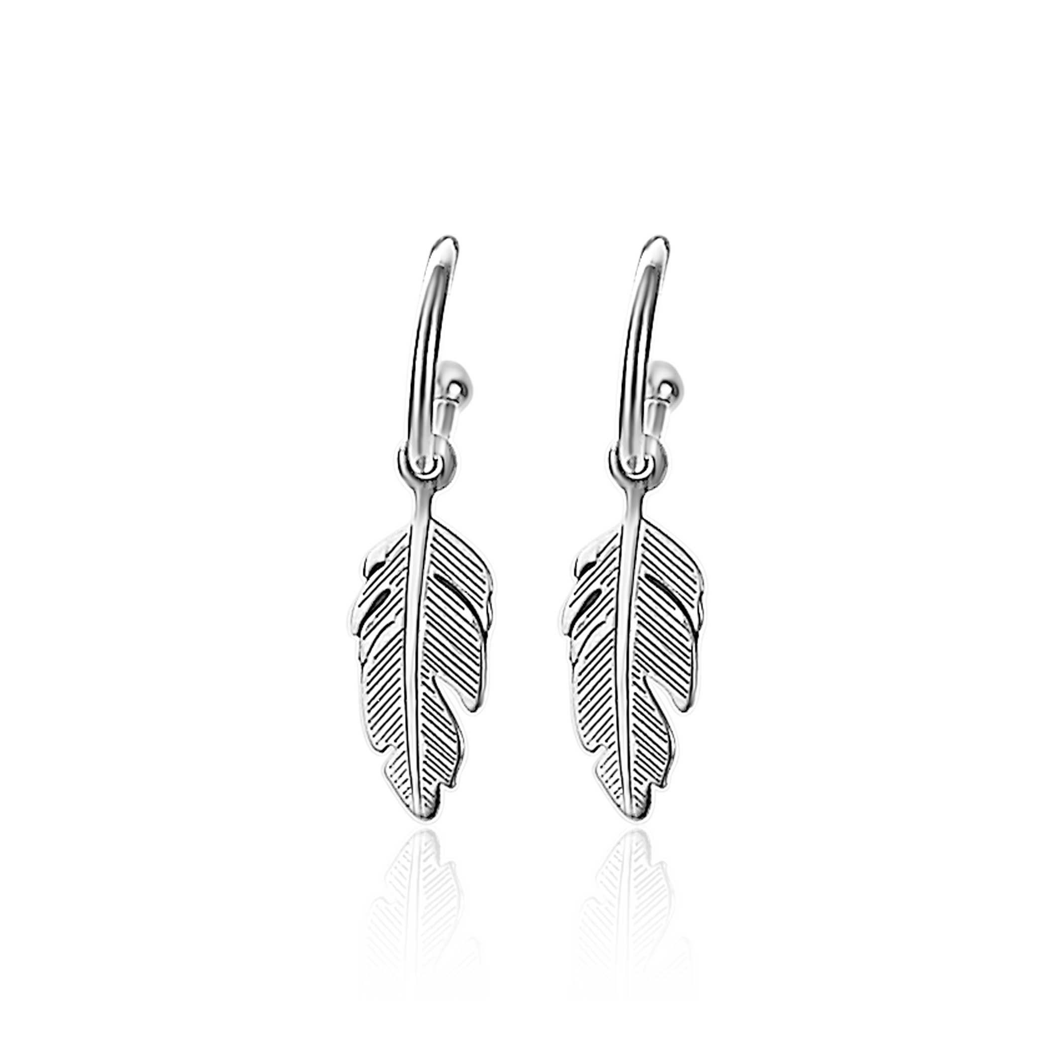 ZINZI Sterling Silver Trendy Earrings Feather Round ZIO1867