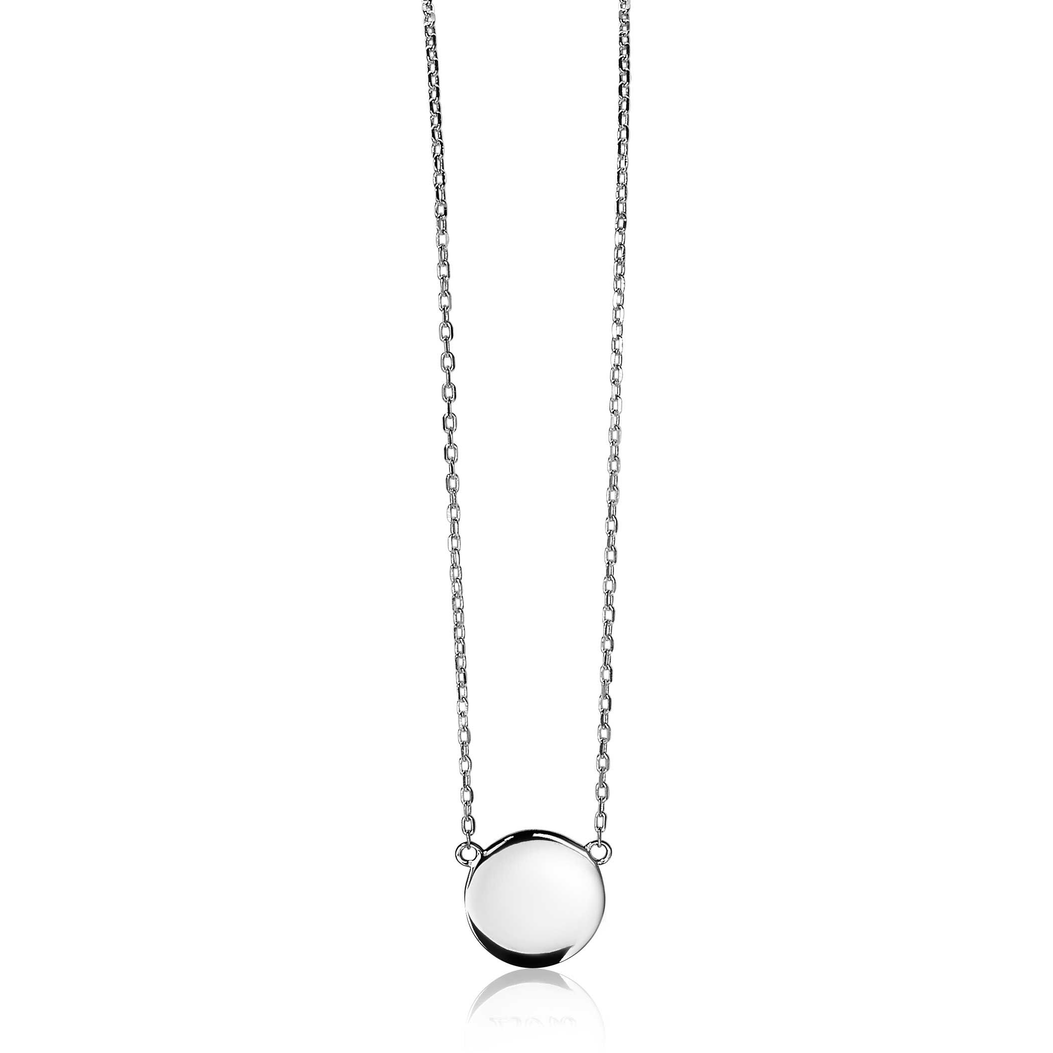 ZINZI Sterling Silver Necklace 43cm with Shiny Coin (15mm) to Engrave ZIC2345