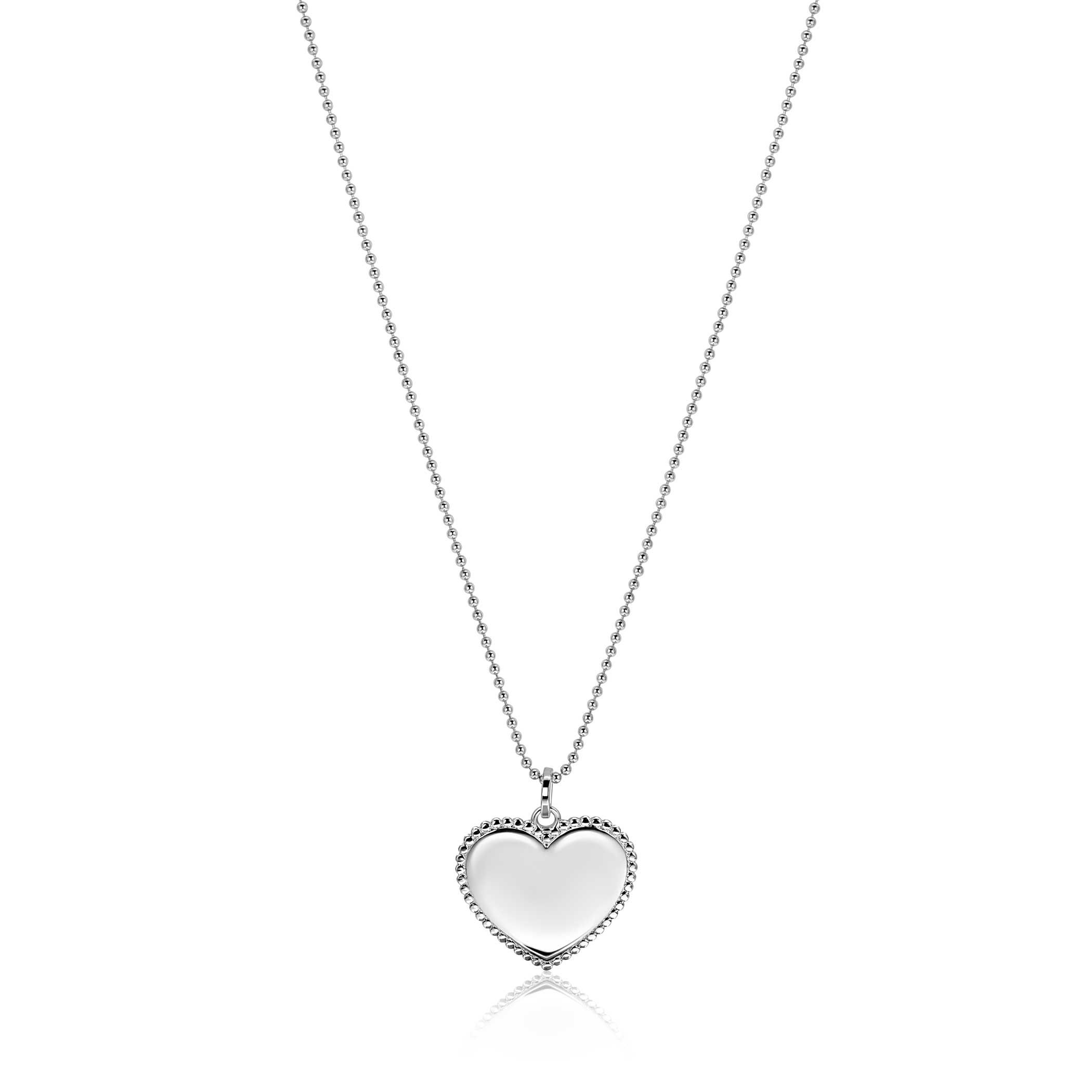 23mm ZINZI silver heart pendant with pearl rim for engraving ZIH2654 (without chain)