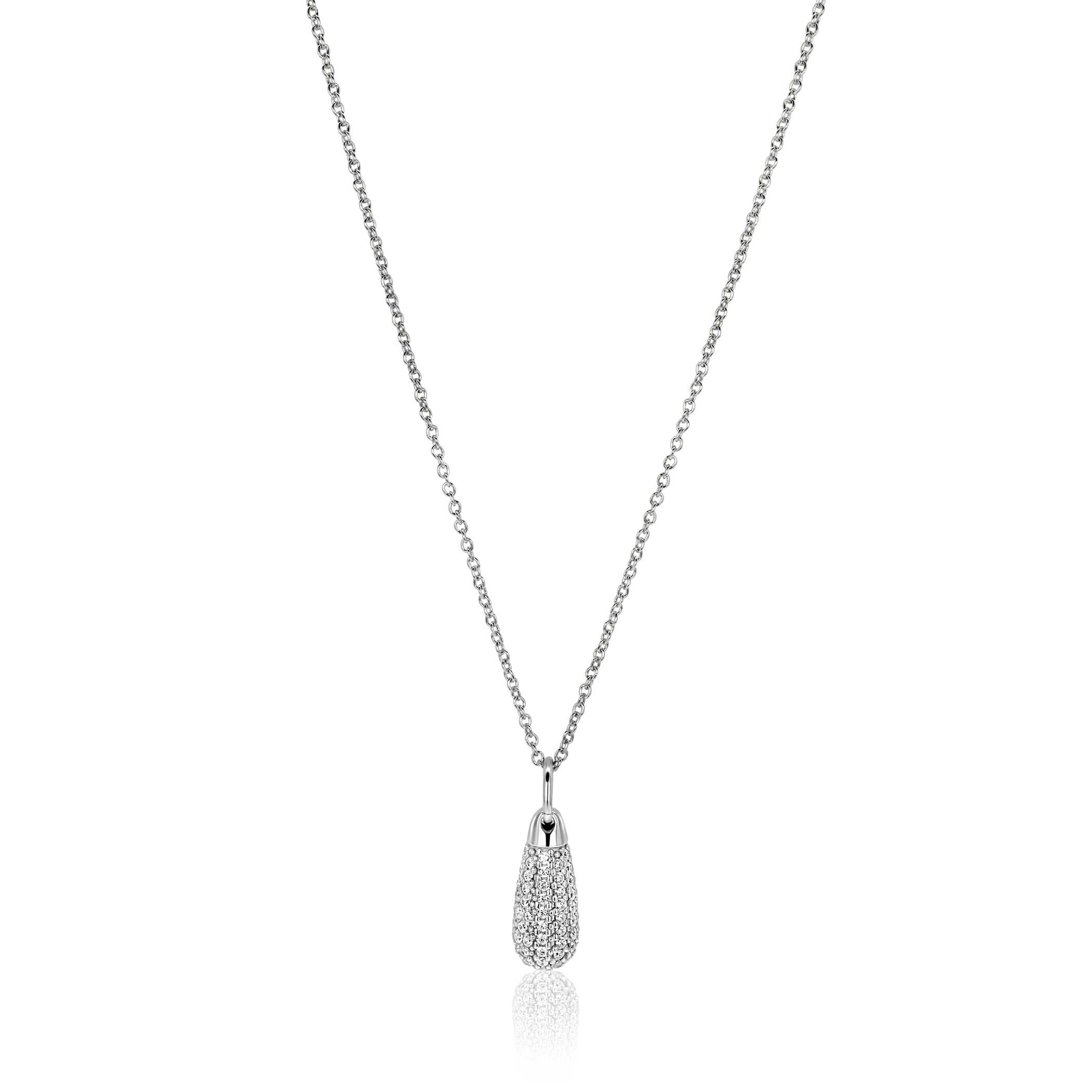 23mm ZINZI silver drop pendant set with white cubic zirconias ZIH2669 (without chain)