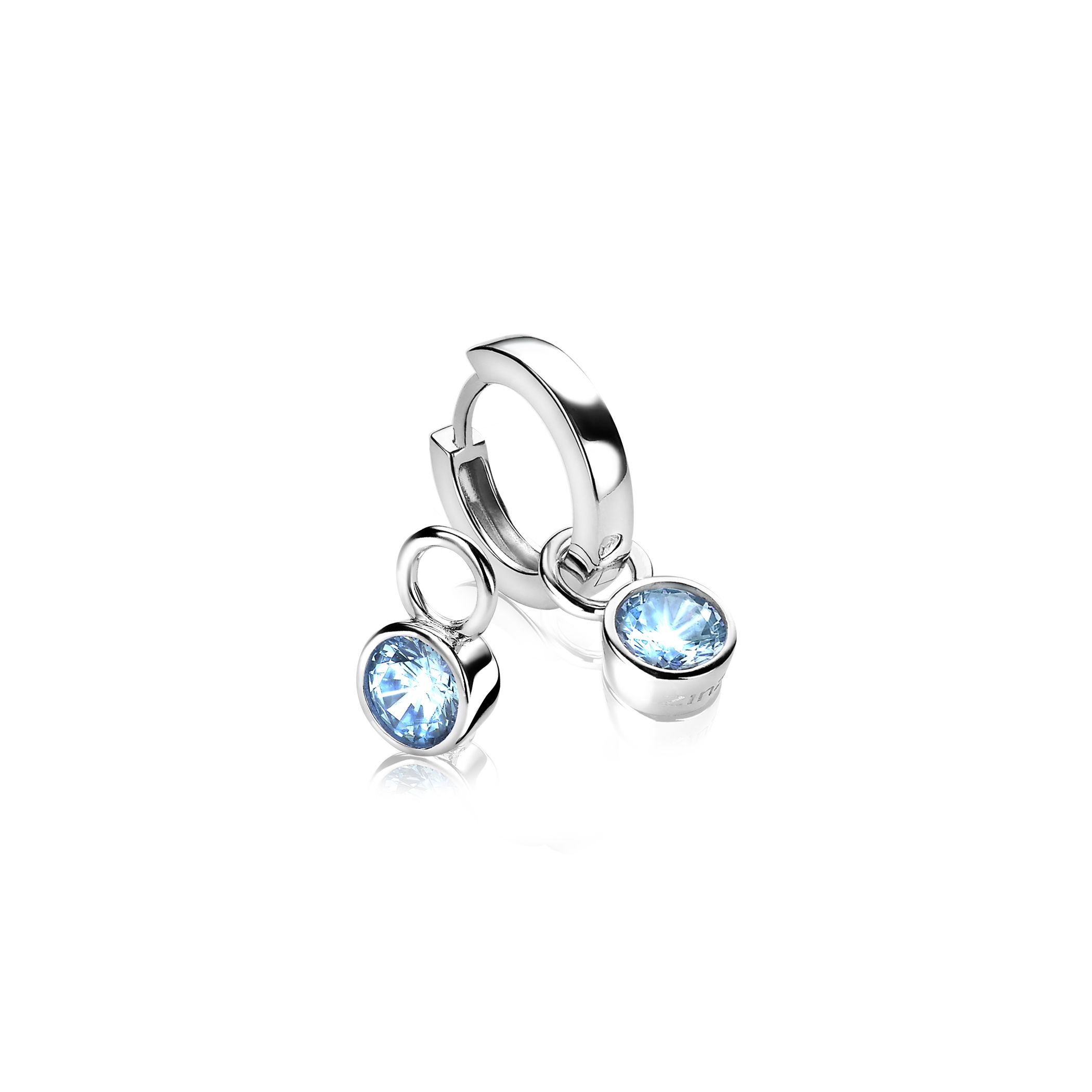 ZINZI Sterling Silver Earrings Pendants 7mm Round Light Blue ZICH1486B (excl. hoop earrings)