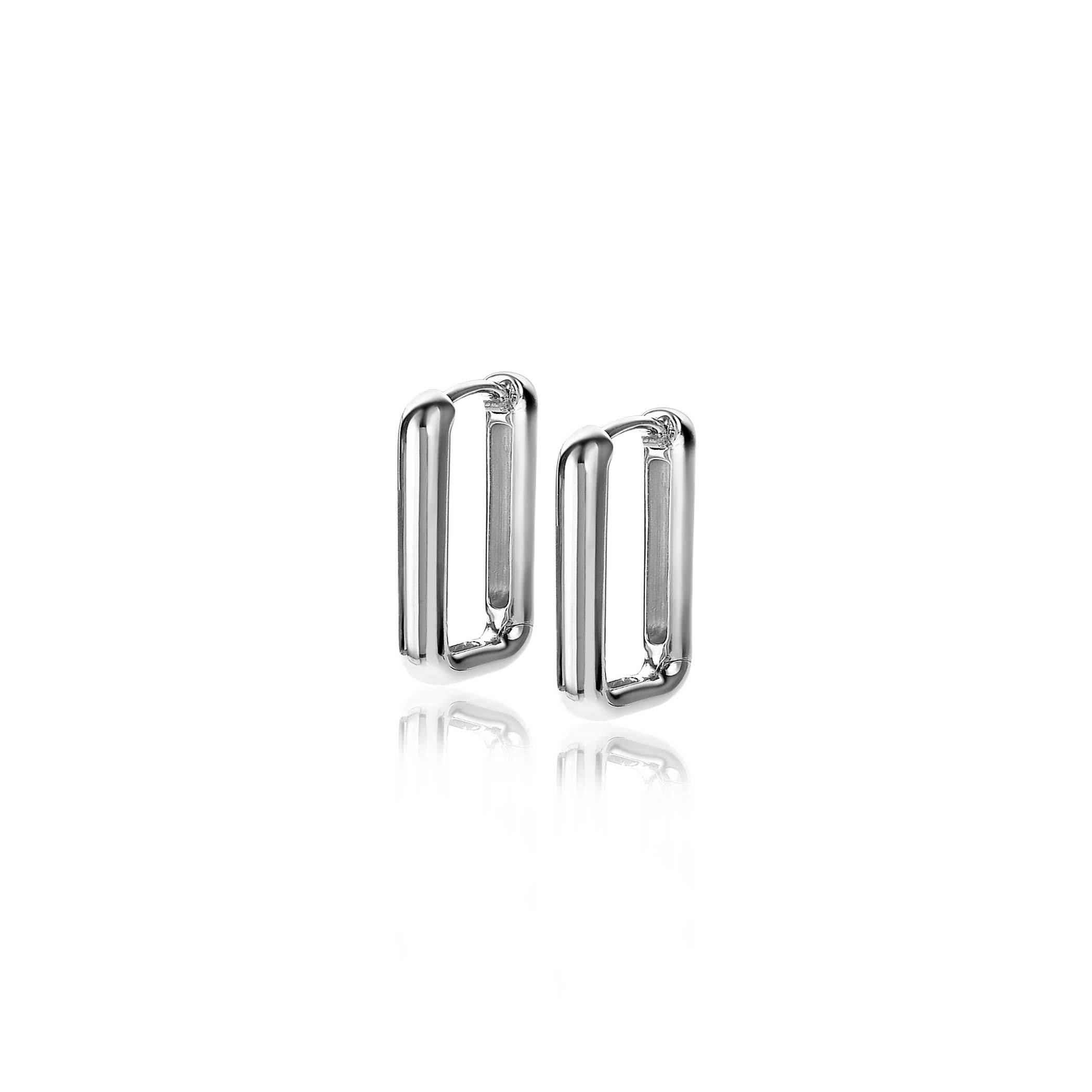 15mm ZINZI Sterling Silver Hoop Earrings Rectangular 15x2mm ZIO2221