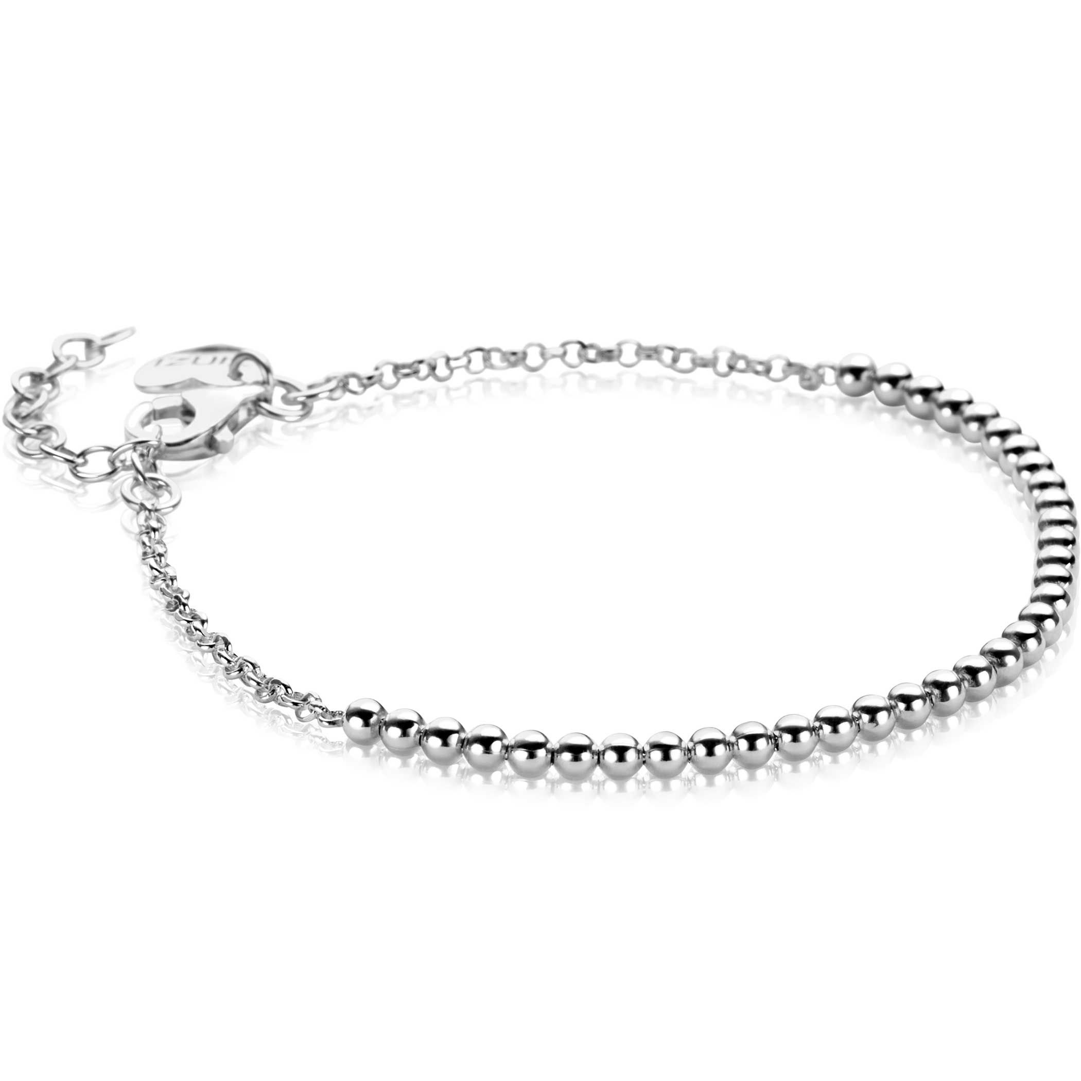 ZINZI silver jasseron bracelet with bead links (2.5mm wide) in the middle 16-19cm ZIA2640