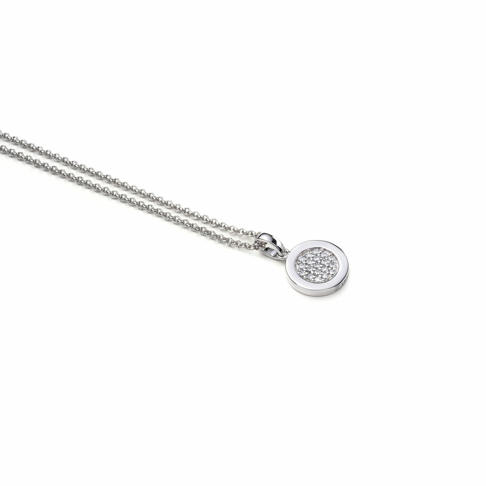 ZINZI Sterling Silver Round Pendant White ZIH1059