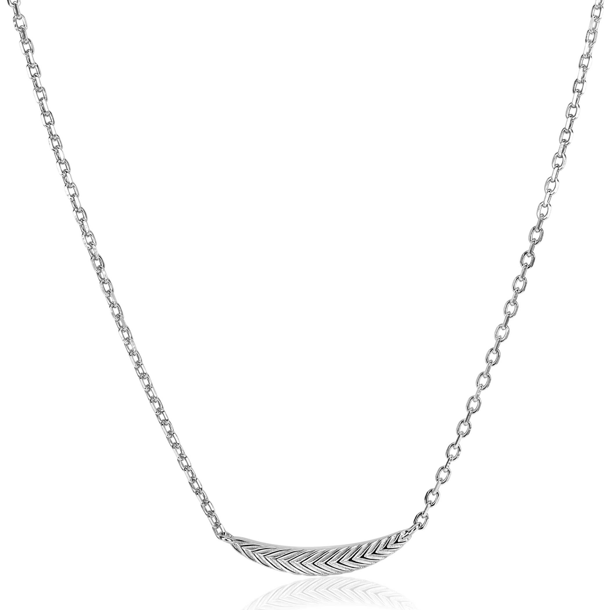 ZINZI silver link chain with large feather. The feather symbolises spreading your wings and freedom. 40-45cm ZIC2644