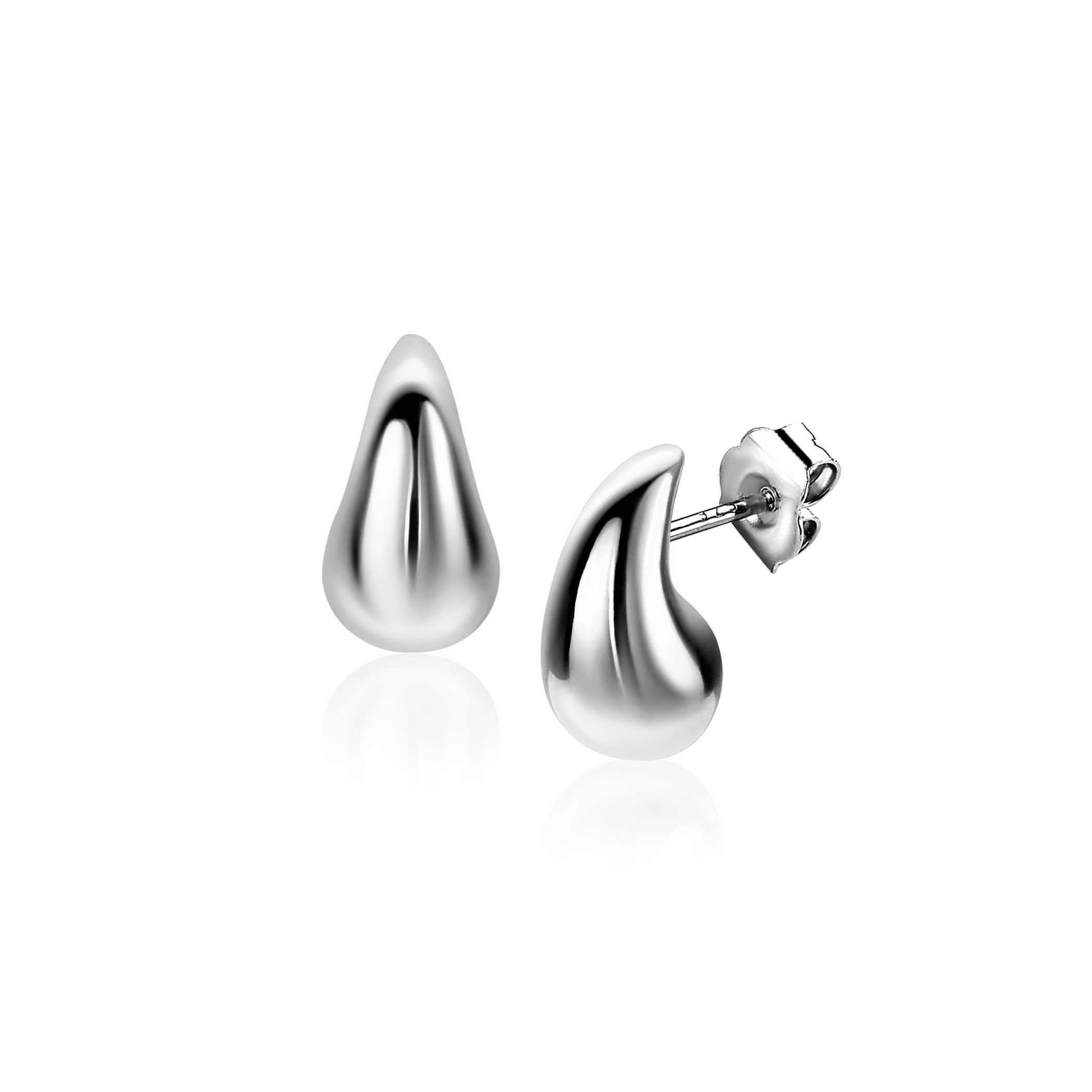 11mm ZINZI silver stud earrings in organic teardrop shape ZIO2636