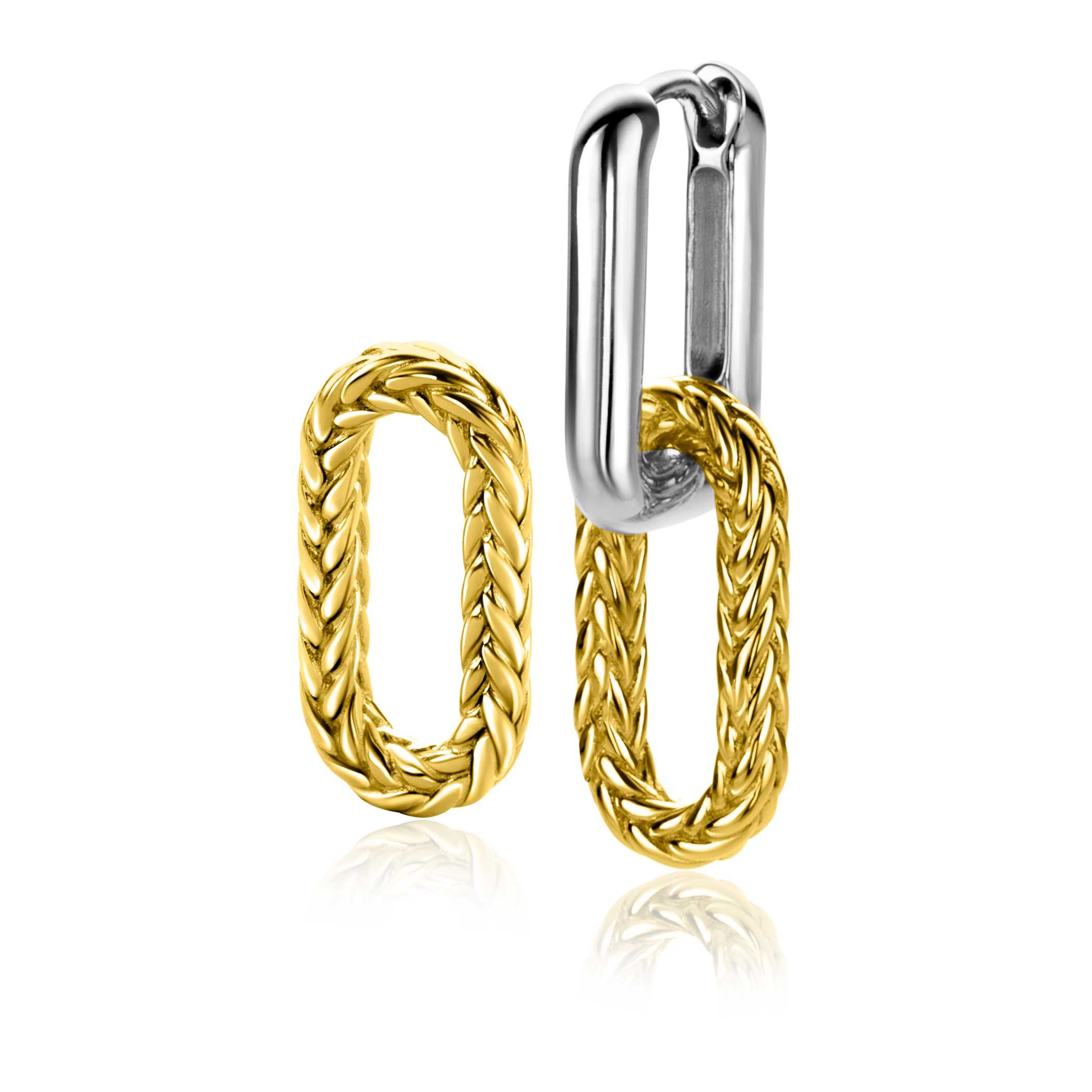 20mm ZINZI Gold Plated Sterling Silver Earrings Pendants Oval with Rope Design ZICH2553G (excl. hoop earrings)