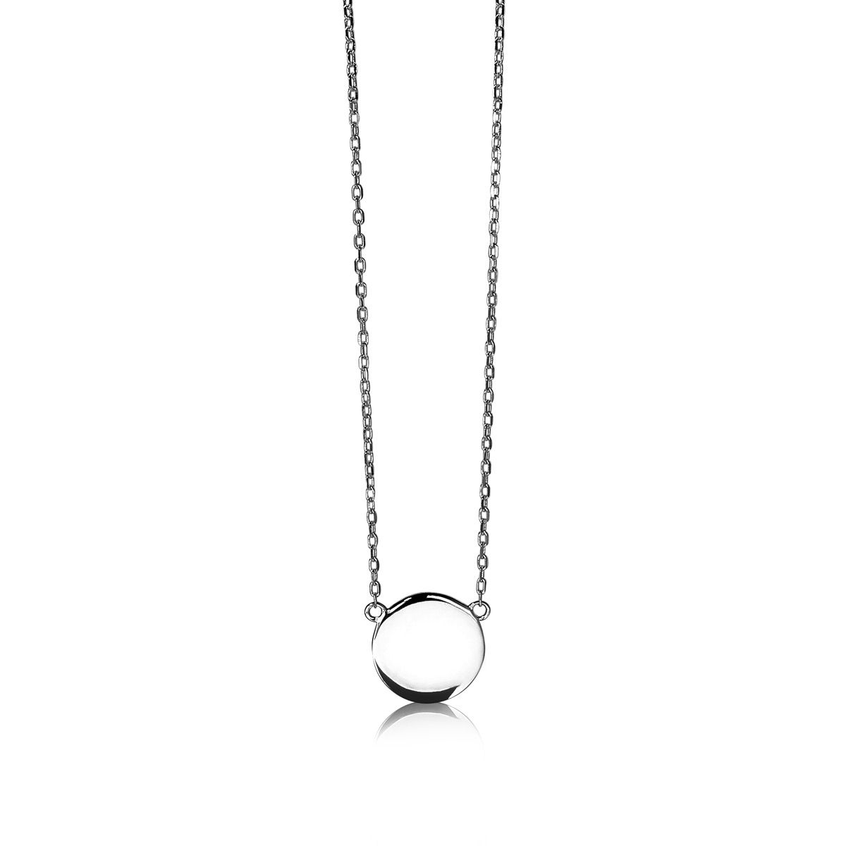 ZINZI Sterling Silver Necklace 43cm with Shiny Coin (15mm) to Engrave ZIC2345