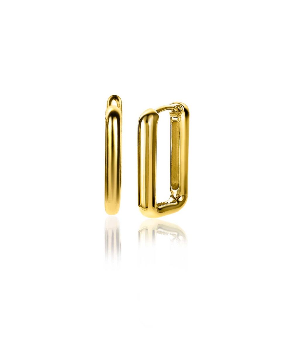 15mm ZINZI Gold Plated Sterling Silver Hoop Earrings Rectangular 15x2mm ZIO2221G