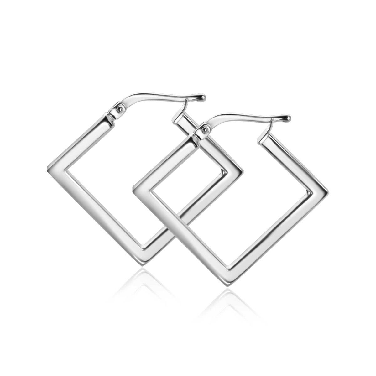 20mm ZINZI Sterling Silver Trendy Hoop Earrings Square Shape width tube 2mm ZIO2336