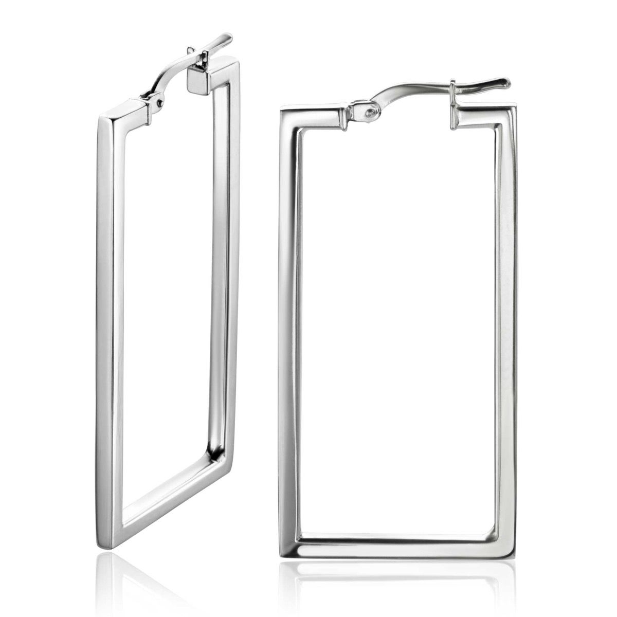 40mm ZINZI Sterling Silver Trendy Hoop Earrings Rectangular Shape width tube 2mm ZIO2337L