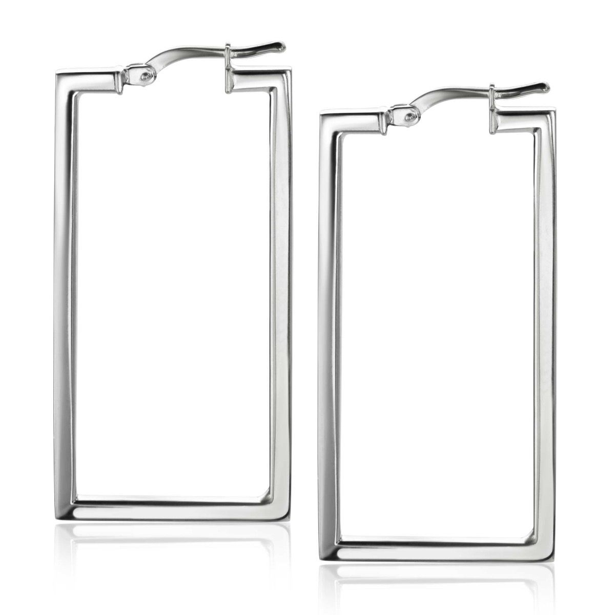 40mm ZINZI Sterling Silver Trendy Hoop Earrings Rectangular Shape width tube 2mm ZIO2337L