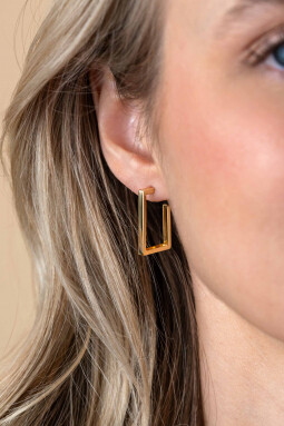 23mm ZINZI Gold 14 karat gold ear studs with large sleek square shape. Size 23 x 2.4mm. ZGO482
