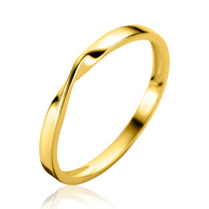 ZINZI Gold 14 ct gold smooth stacking ring with a twisted tube ZGR525