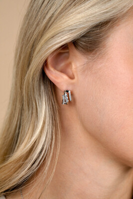 16mm ZINZI silver multi-look hoop earrings with 3 rows, set with white cubic zirconias 9mm wide with luxury clasp ZIO2645