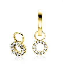 6mm ZINZI Gold 14 ct gold earring charms in a round shape set with white cubic zirconias ZGCH536 (no earrings)