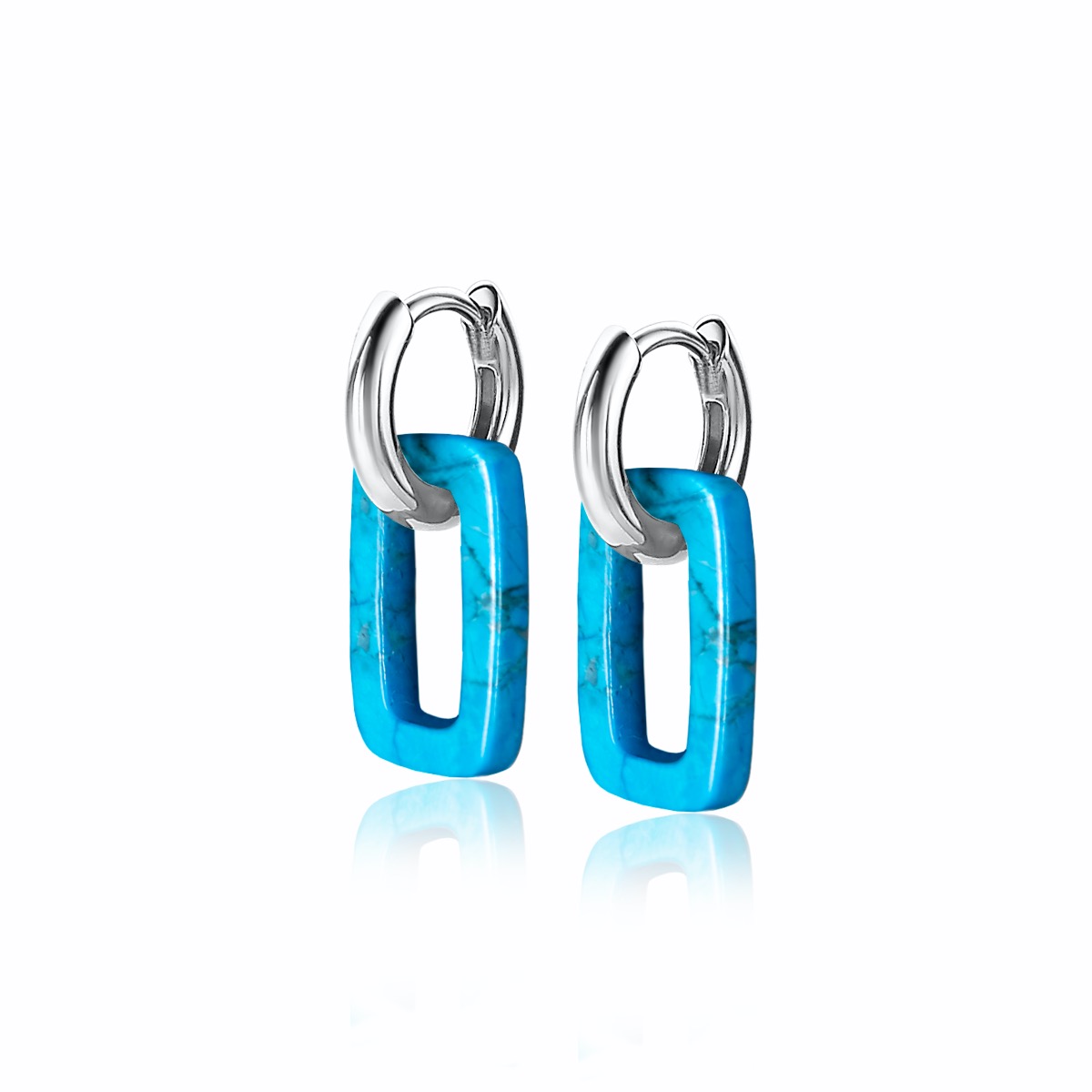 12mm ZINZI Sterling Silver Earrings with Open Oval Turquoise ZIO2228