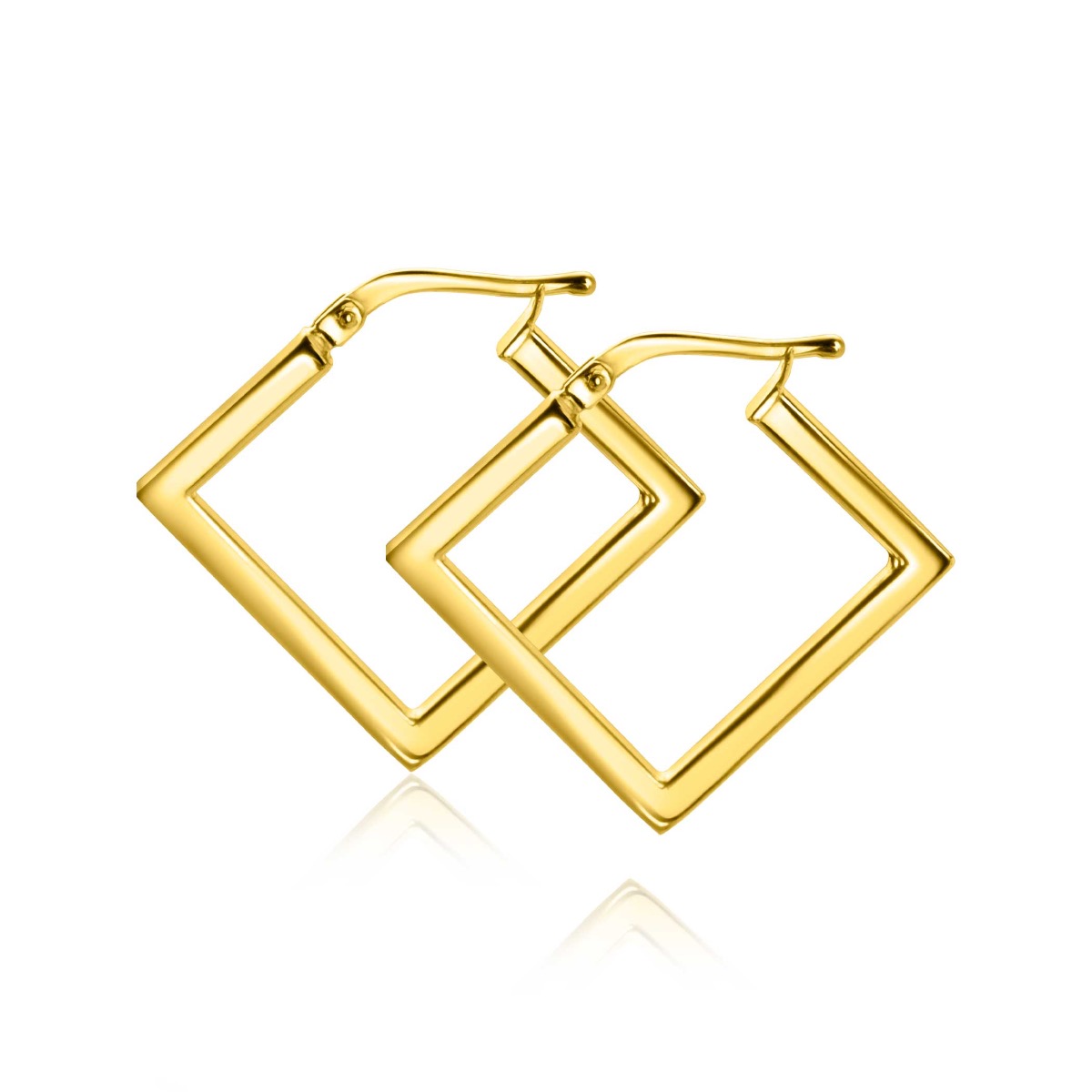 20mm ZINZI Gold Plated Sterling Silver Trendy Hoop Earrings Square Shape width tube 2mm ZIO2336G