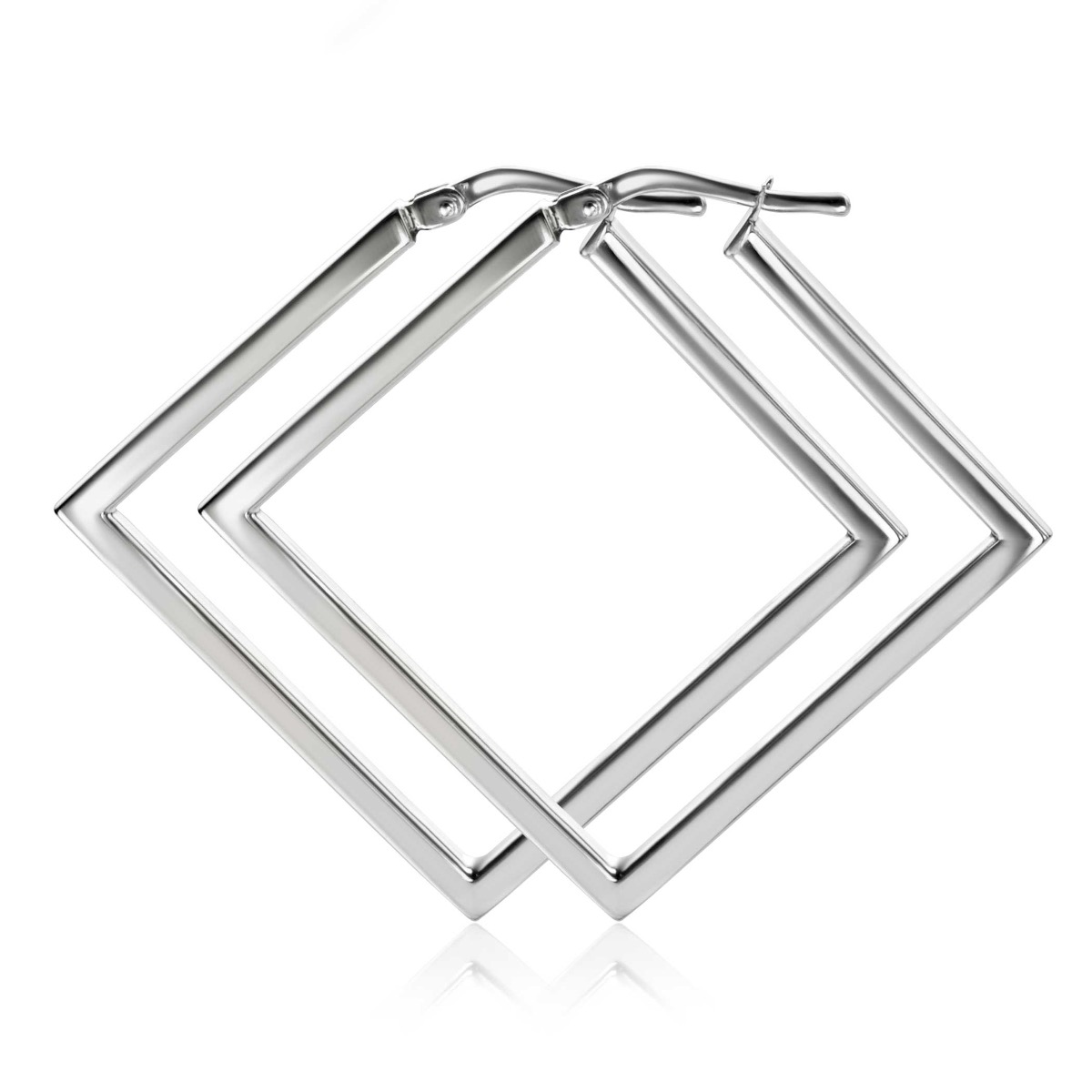 29mm ZINZI Sterling Silver Trendy Hoop Earrings Square Shape width tube 2mm ZIO2336L